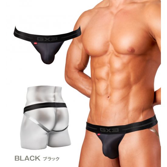 Jock GX3 GLOSS SPORTS AIR JOCK WITH MEGA STRAP - BLACK