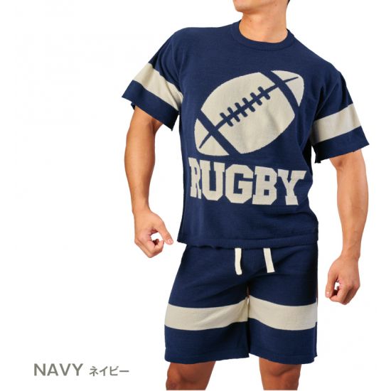 Wear GX3 RELAX RUGBY SHORT ROOM WEAR (TOP & BOTTOM SET) - NAVY